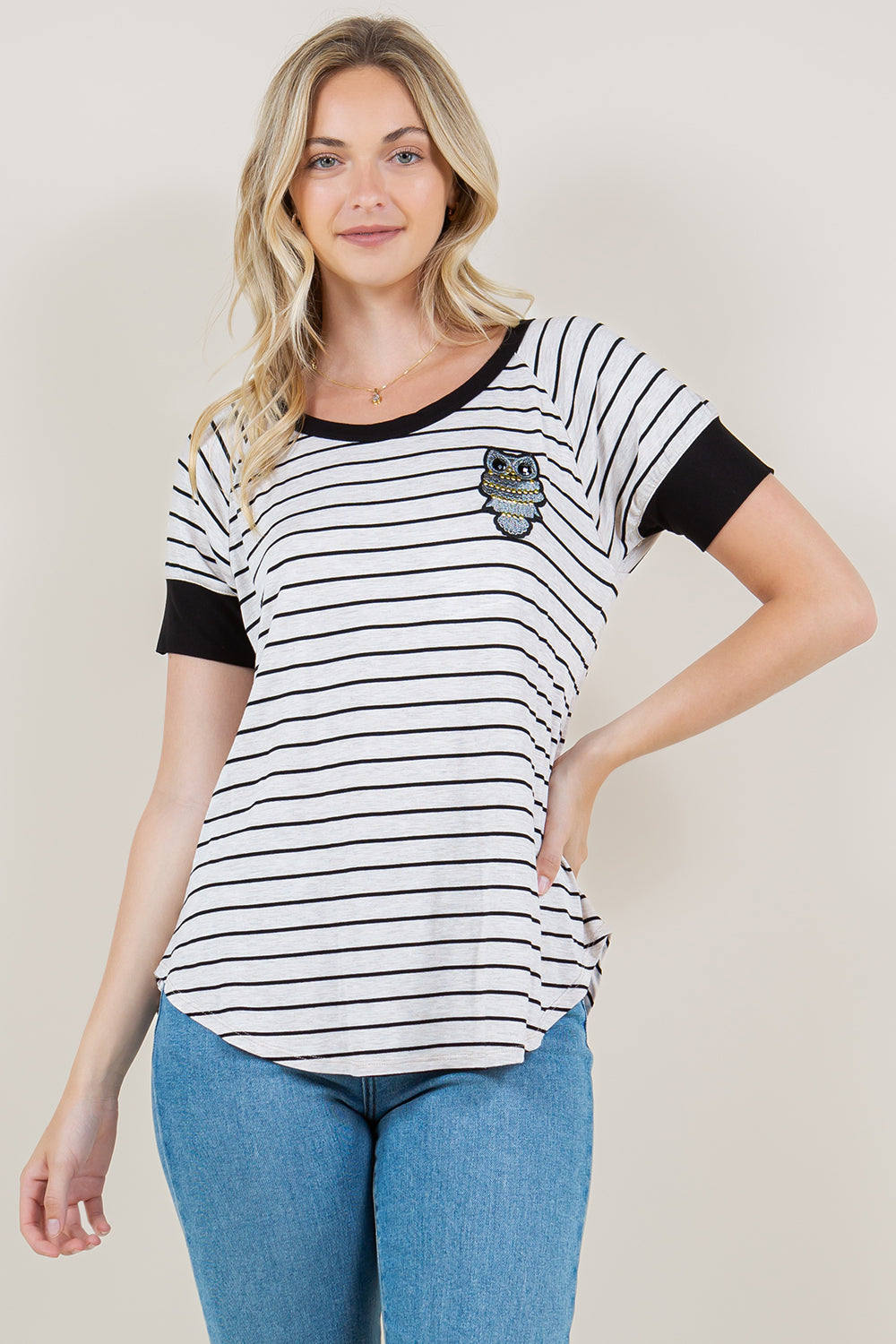 SS RAGLAN CONTRAST EDGE TOP - T11364
