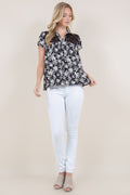 LACE YOKE TULIP SLEEVE TOP - T11366-1269-3-JQITY