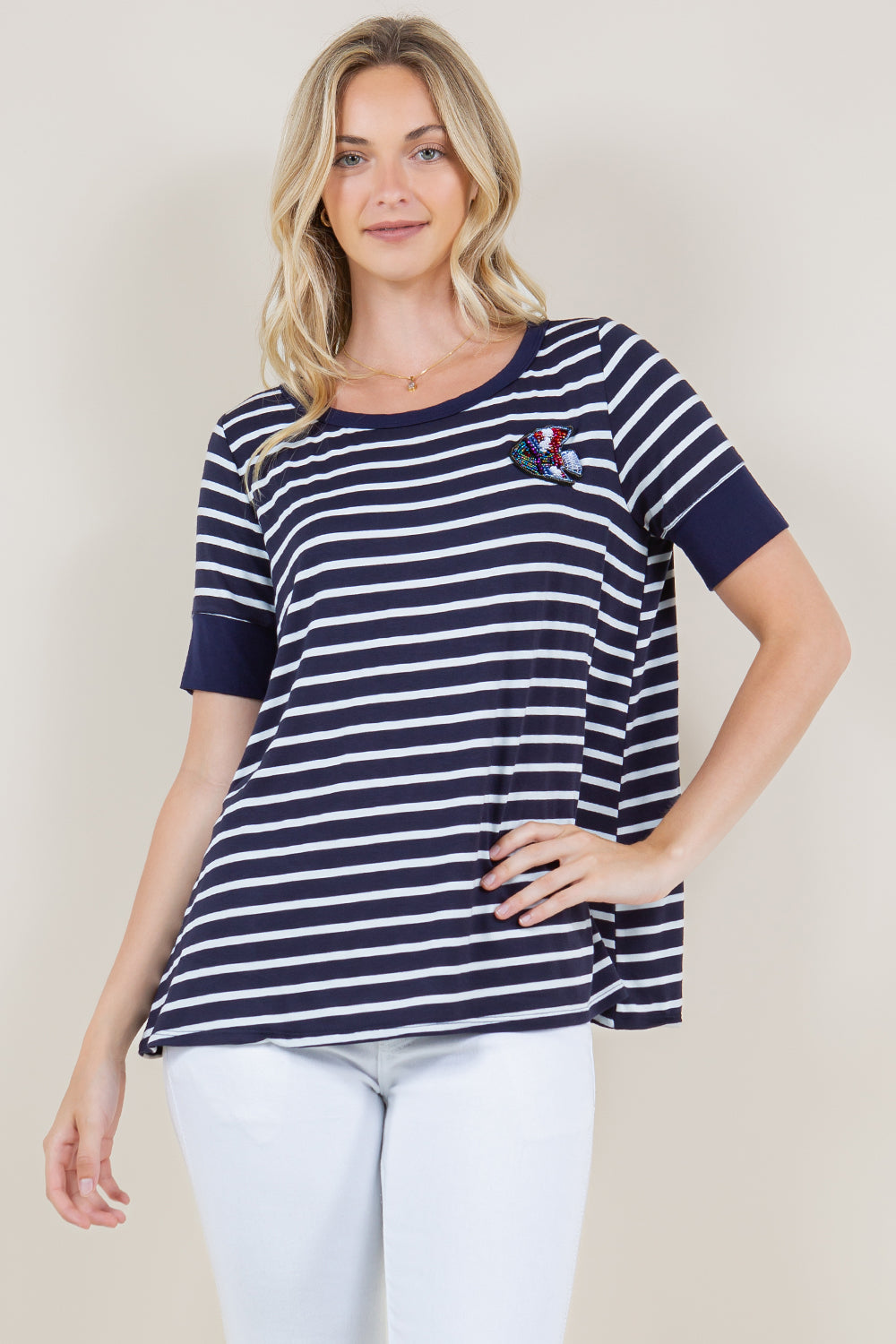 SS CONTRAST EDGE SWING TOP - T11367