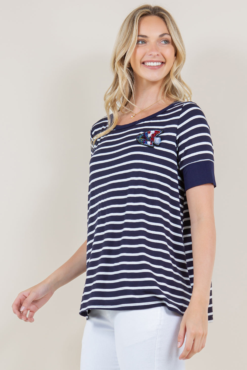 SS CONTRAST EDGE SWING TOP - T11367