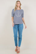 SIDE ROUCHED ELBOW SLEEVES TOP - T11381-J59724