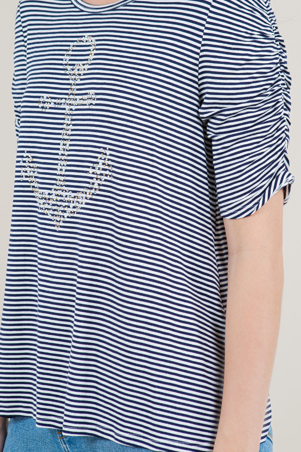 SIDE ROUCHED ELBOW SLEEVES TOP - T11381-J59724