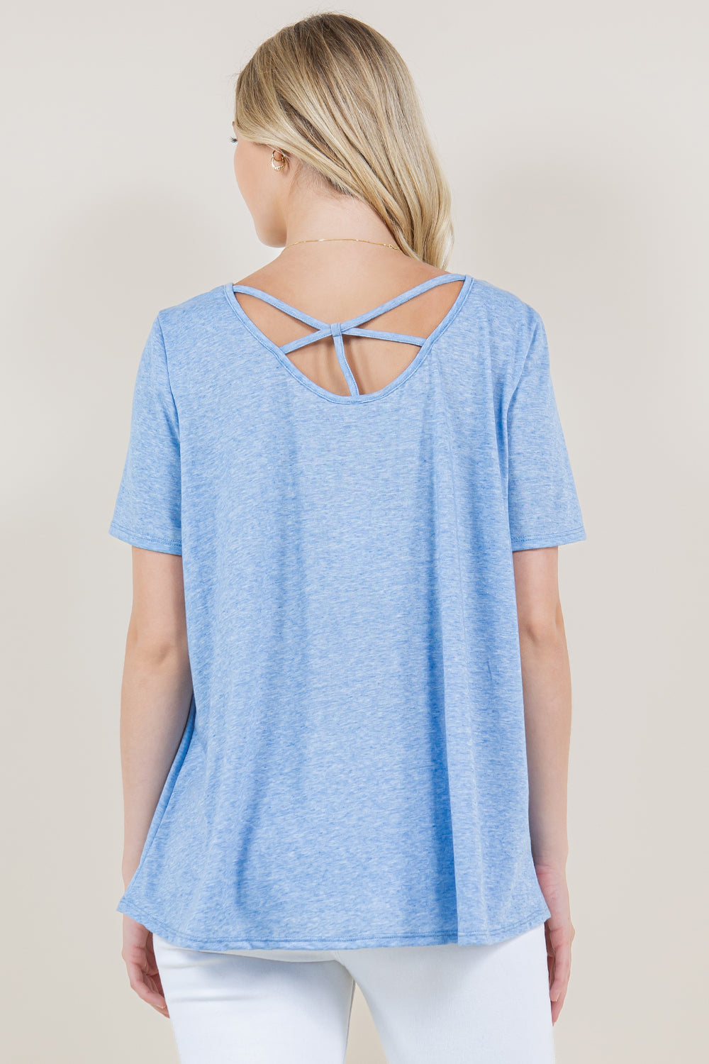 SHORT SLEEVE BACK STRAP TOP - T11407-HS6989