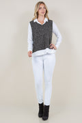 LONG SLEEVE VEST TWOFER TOP - T11434-6928-2FER