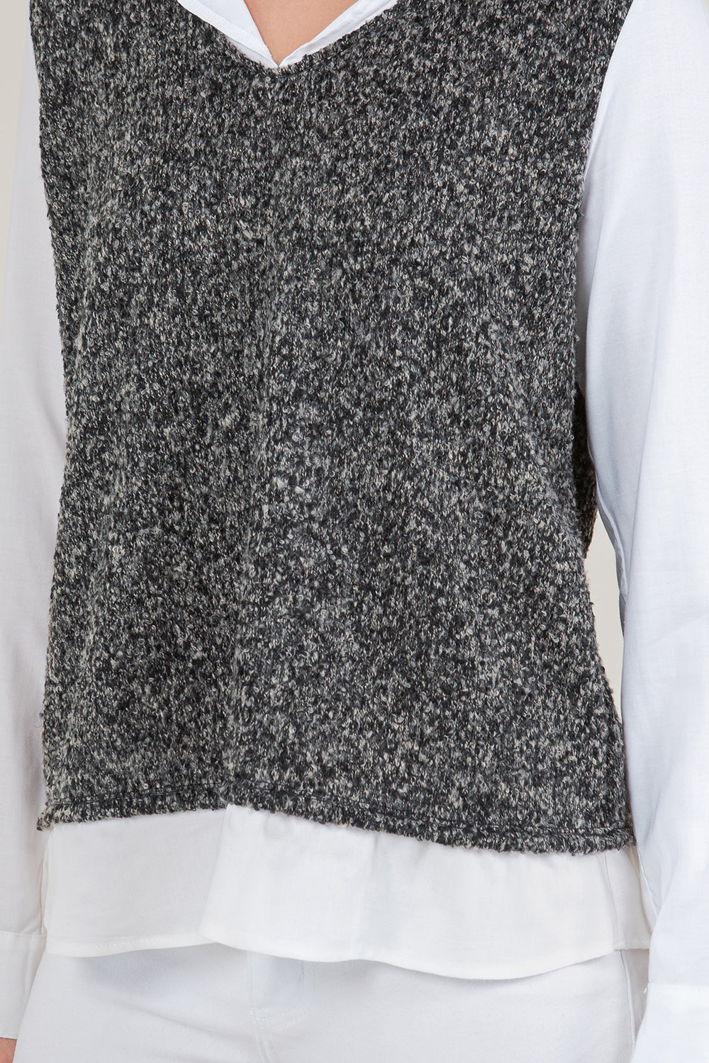 LONG SLEEVE VEST TWOFER TOP - T11434-6928-2FER