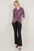 ELBOW SLEEVE ROLL TAB HANKIE HEM TOP - T11469-4891-6