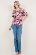 DOLMAN SLEEVE V-NECK ELASTIC WAIST TOP - T11496-5125-8-ITY