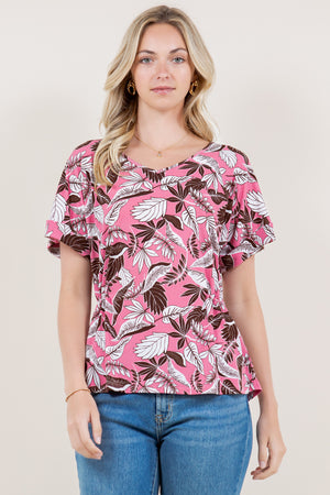 DOLMAN SLEEVE V-NECK ELASTIC WAIST TOP - T11496-5125-8-ITY