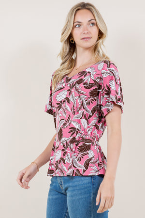 DOLMAN SLEEVE V-NECK ELASTIC WAIST TOP - T11496-5125-8-ITY