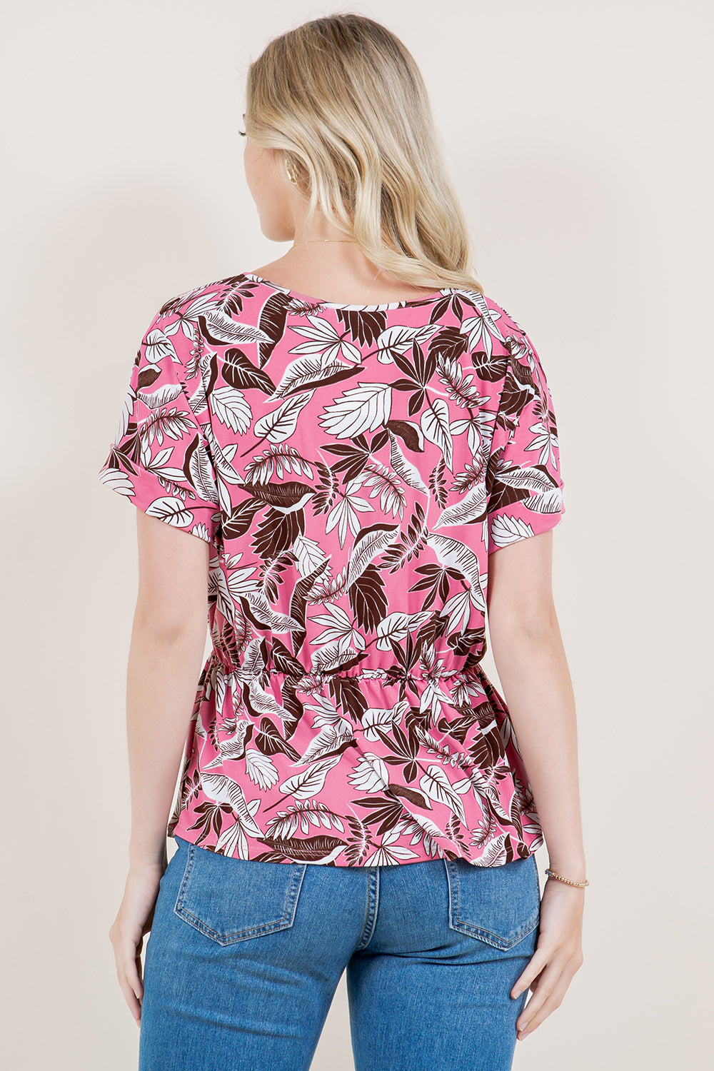 DOLMAN SLEEVE V-NECK ELASTIC WAIST TOP - T11496-5125-8-ITY
