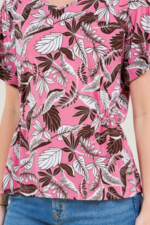 DOLMAN SLEEVE V-NECK ELASTIC WAIST TOP - T11496-5125-8-ITY