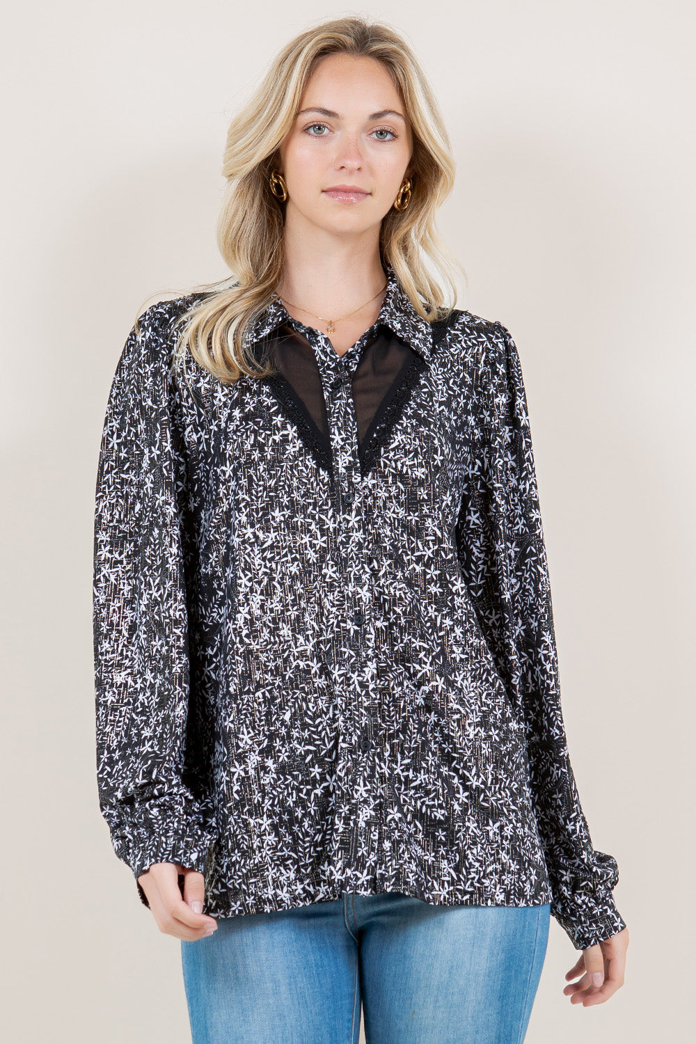 LS CHIFFON YOKE BUTTON FRONT SHIRT - T11500-A1430-1-FLITY