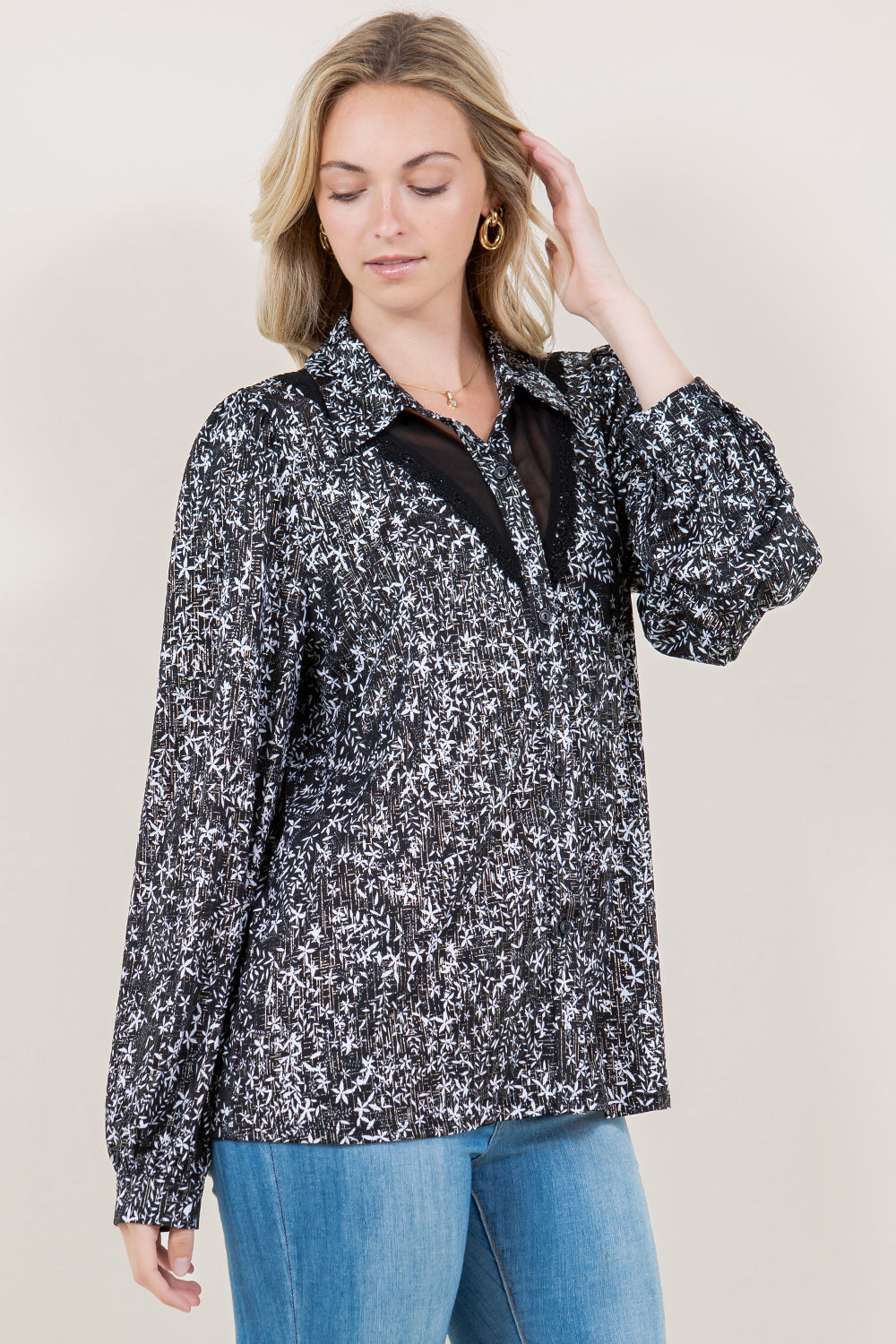 LS CHIFFON YOKE BUTTON FRONT SHIRT - T11500-A1430-1-FLITY