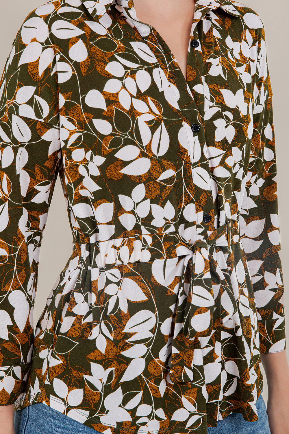 L/SLV TIE WAIST BLOUSE T11509-A4786