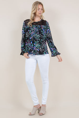 LS PEASANT LACE YOKE BLOUSE- T11517-2671C-16-PFITY