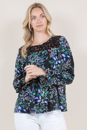 LS PEASANT LACE YOKE BLOUSE- T11517-2671C-16-PFITY