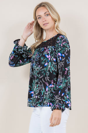 LS PEASANT LACE YOKE BLOUSE- T11517-2671C-16-PFITY