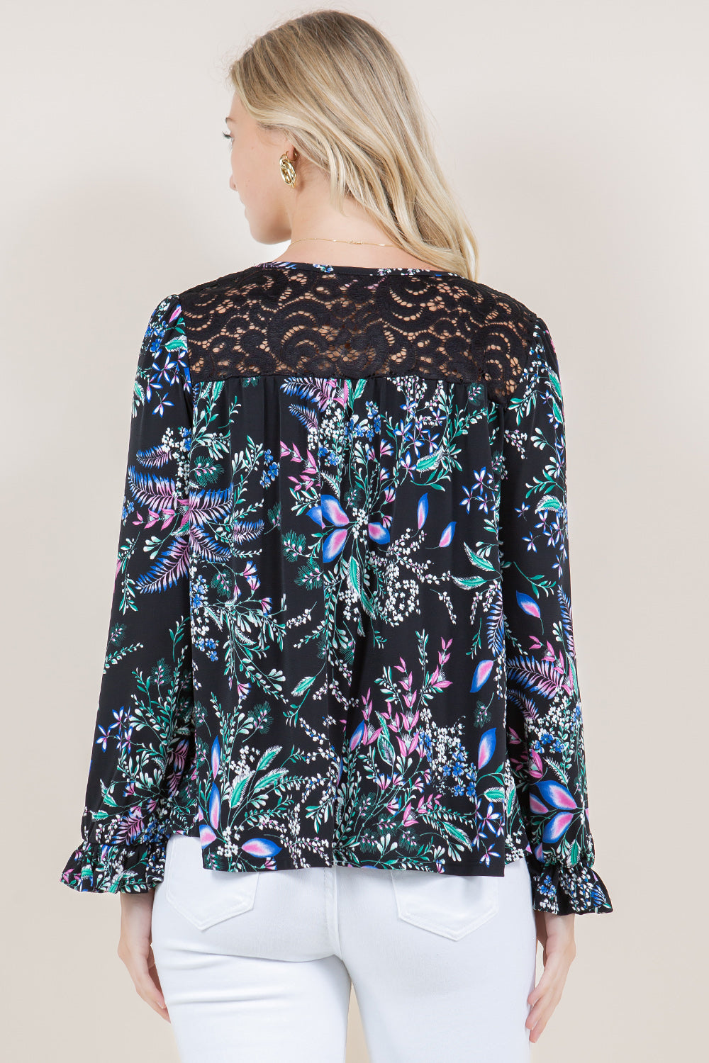 LS PEASANT LACE YOKE BLOUSE- T11517-2671C-16-PFITY