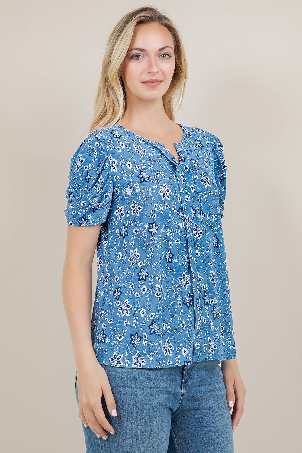 PUFF S/SLV PLEATED TOP T11524-A64551