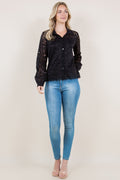 LS LACE BUTTON UP SHIRT - T11525-MLBU