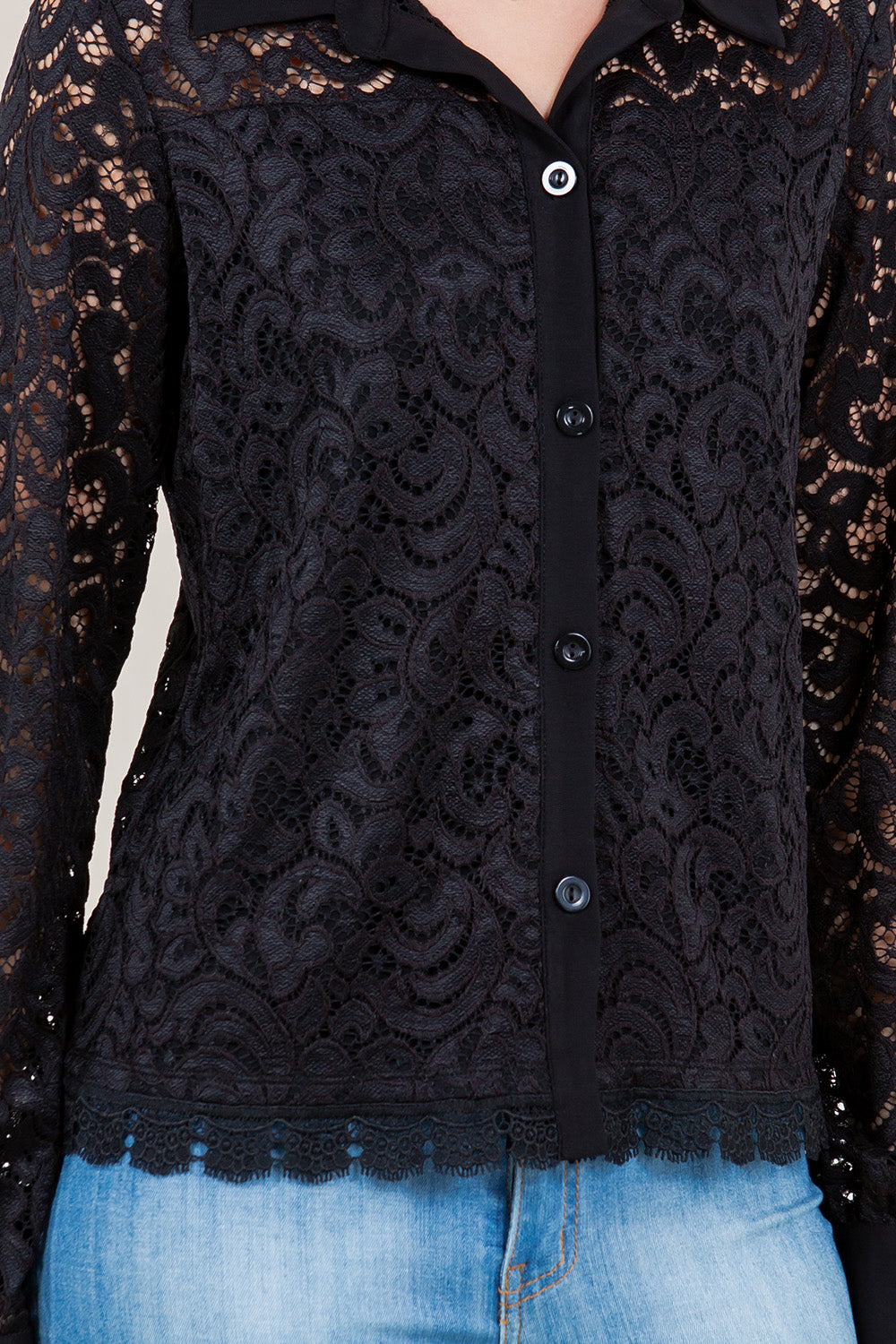 LS LACE BUTTON UP SHIRT - T11525-MLBU