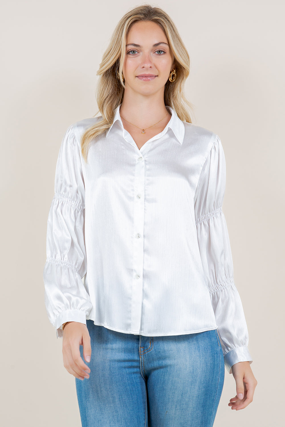 VIRAGO SHIRR LS BUTTON UP SHIRT - T11531-STN