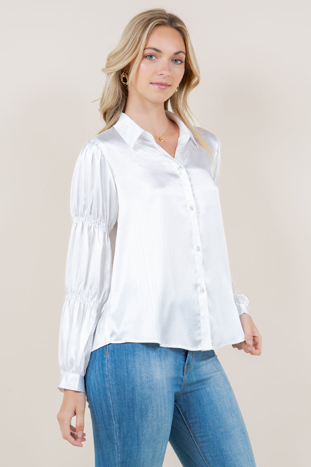 VIRAGO SHIRR LS BUTTON UP SHIRT - T11531-STN