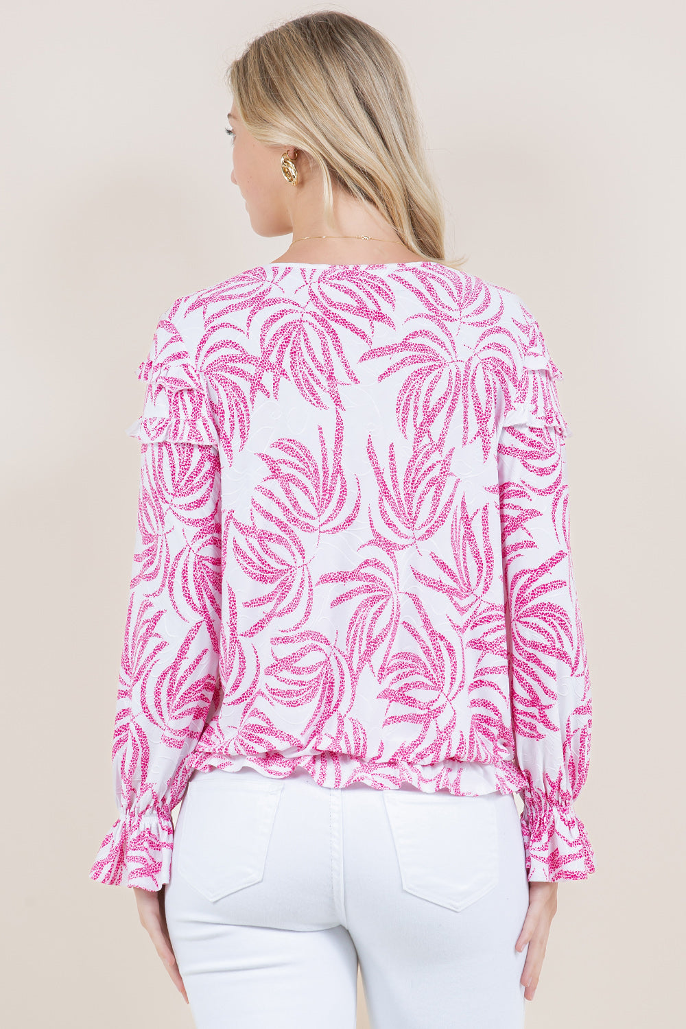 LS RUFFLE V NECK TOP - T11535-1423-8-JQITY