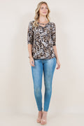 ELBOW SLIT SLEEVE CRISS CROSS NECK TEE - T11556-9577-1-JQITY