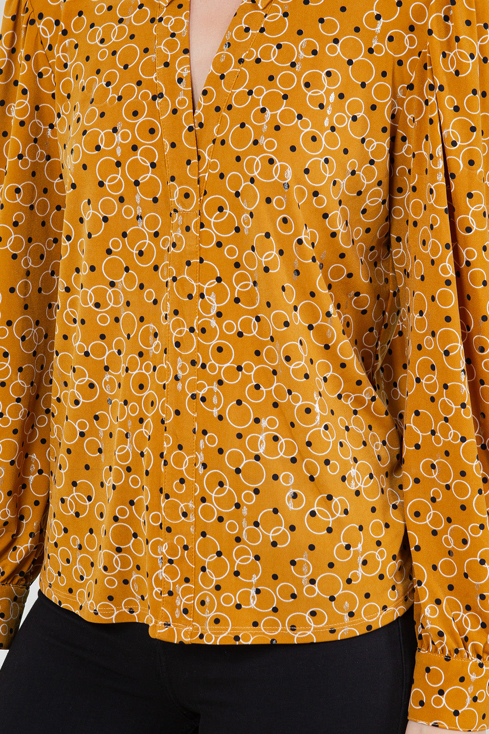 LS NECK KEYHOLE SHIRT TOP - T11560-A4449-8