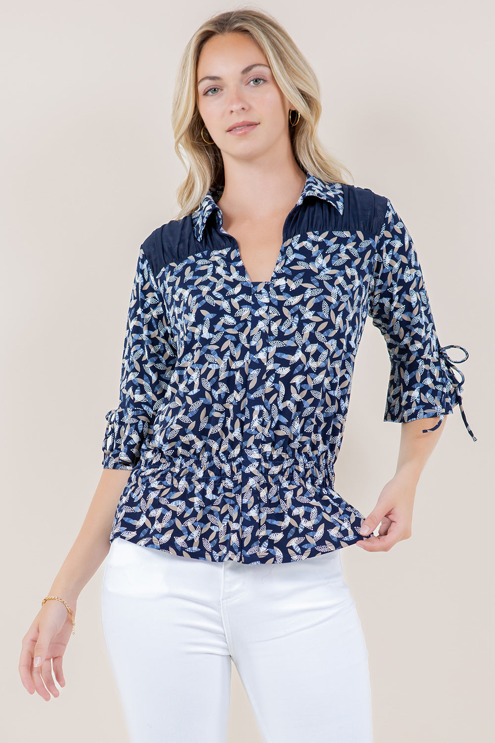 ELB BELL SLV RUFFLE HEM TOP - T11561-A3056-1