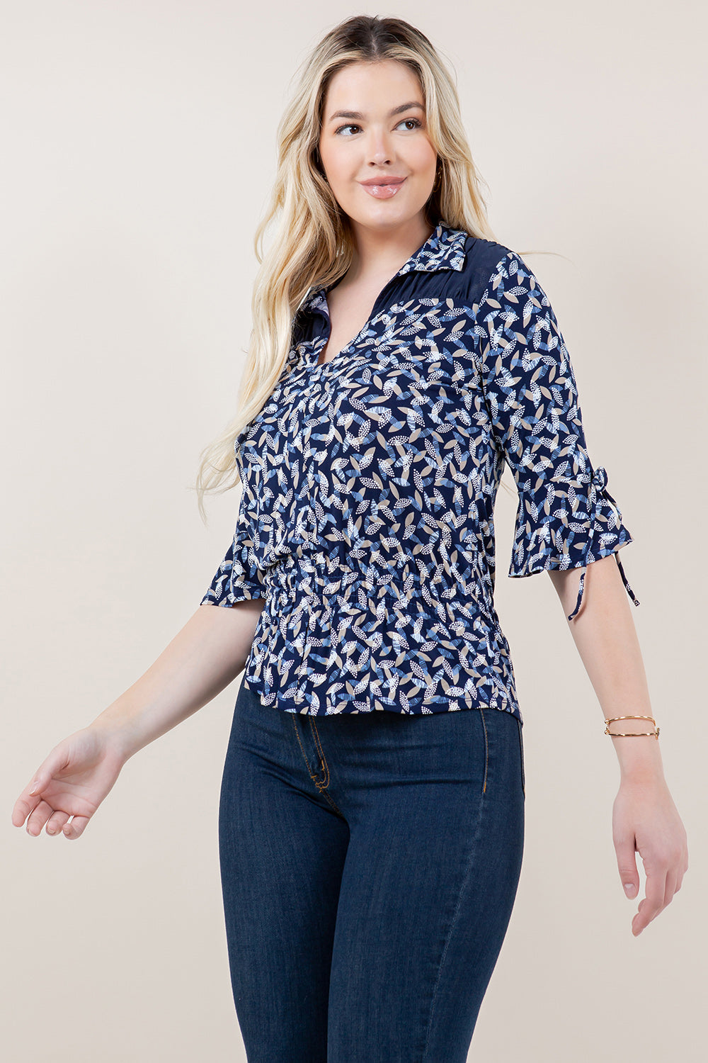 ELB BELL SLV RUFFLE HEM TOP - T11561-A3056-1