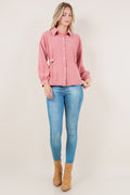 LS BUTTON UP SHIRT WITH ADJUSTABLE SIDE TAB - T11572-MAUVE