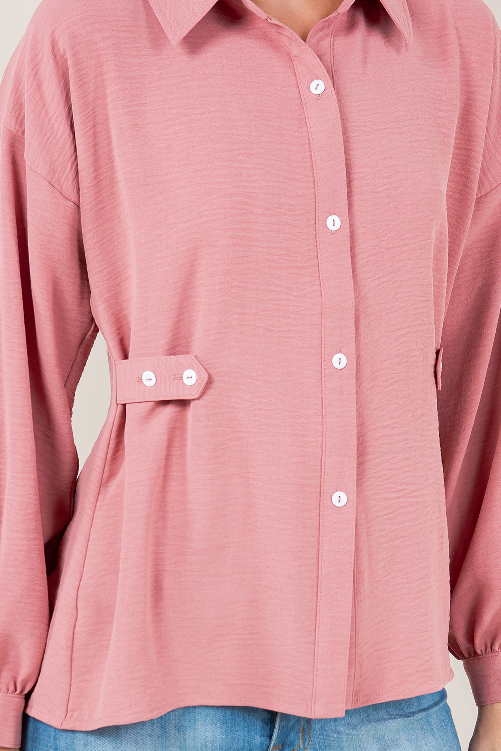 LS BUTTON UP SHIRT WITH ADJUSTABLE SIDE TAB - T11572-MAUVE