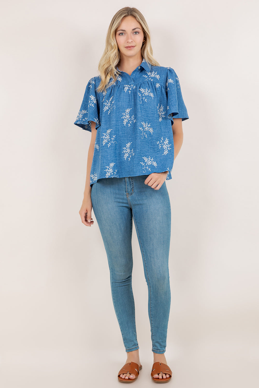 S/SLV SWEETHEART PEASANT TOP T11573-0956