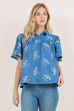 S/SLV SWEETHEART PEASANT TOP T11573-0956