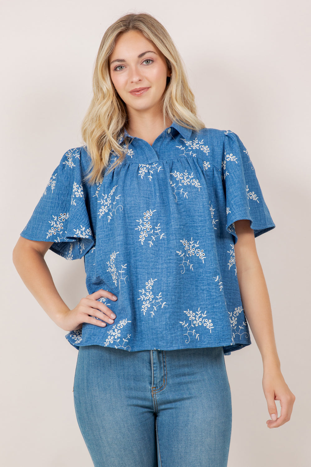 S/SLV SWEETHEART PEASANT TOP T11573-0956