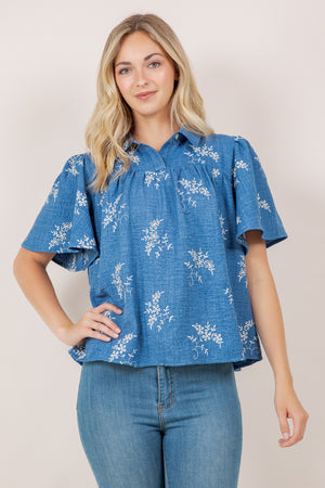 S/SLV SWEETHEART PEASANT TOP T11573-0956