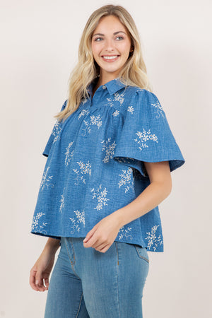 S/SLV SWEETHEART PEASANT TOP T11573-0956