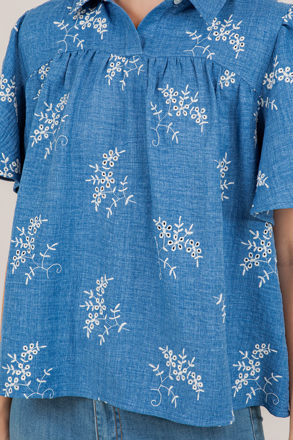 S/SLV SWEETHEART PEASANT TOP T11573-0956