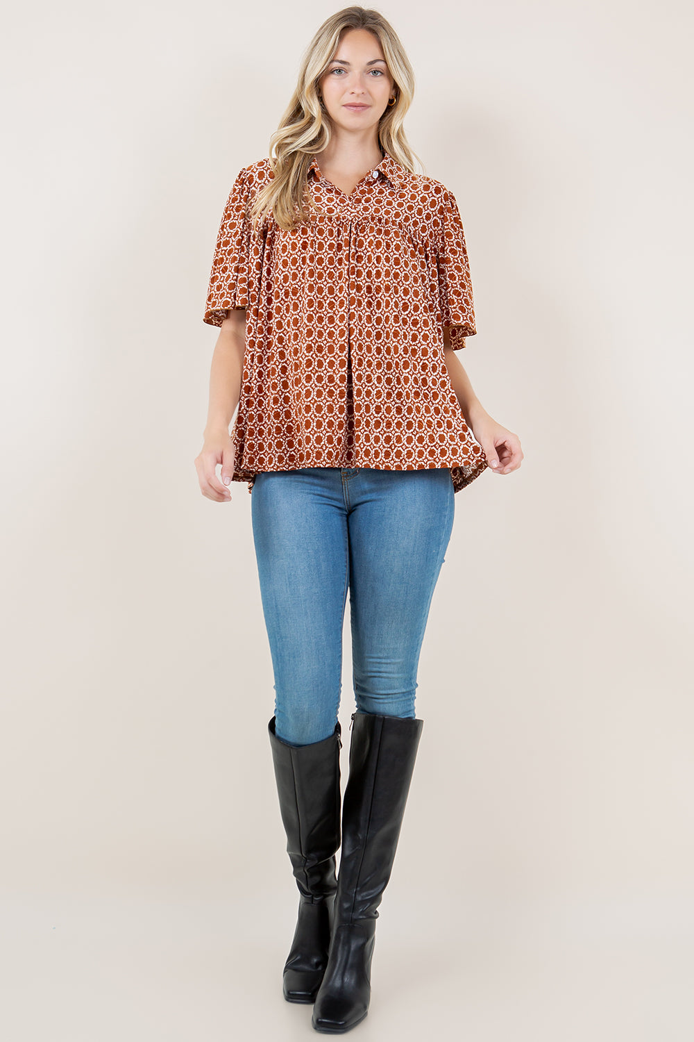 SS FLUTTER SLV SWEET HEART NK LINE TOP - T11573-A0589-2