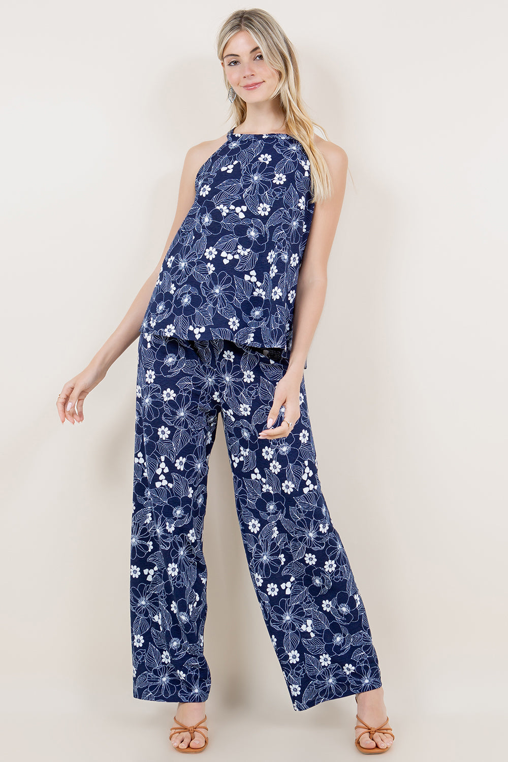 TWO TIERED RUFFLE CAMI TOP & ELASTIC WB PALAZZO - T11575-92311+P423-92311