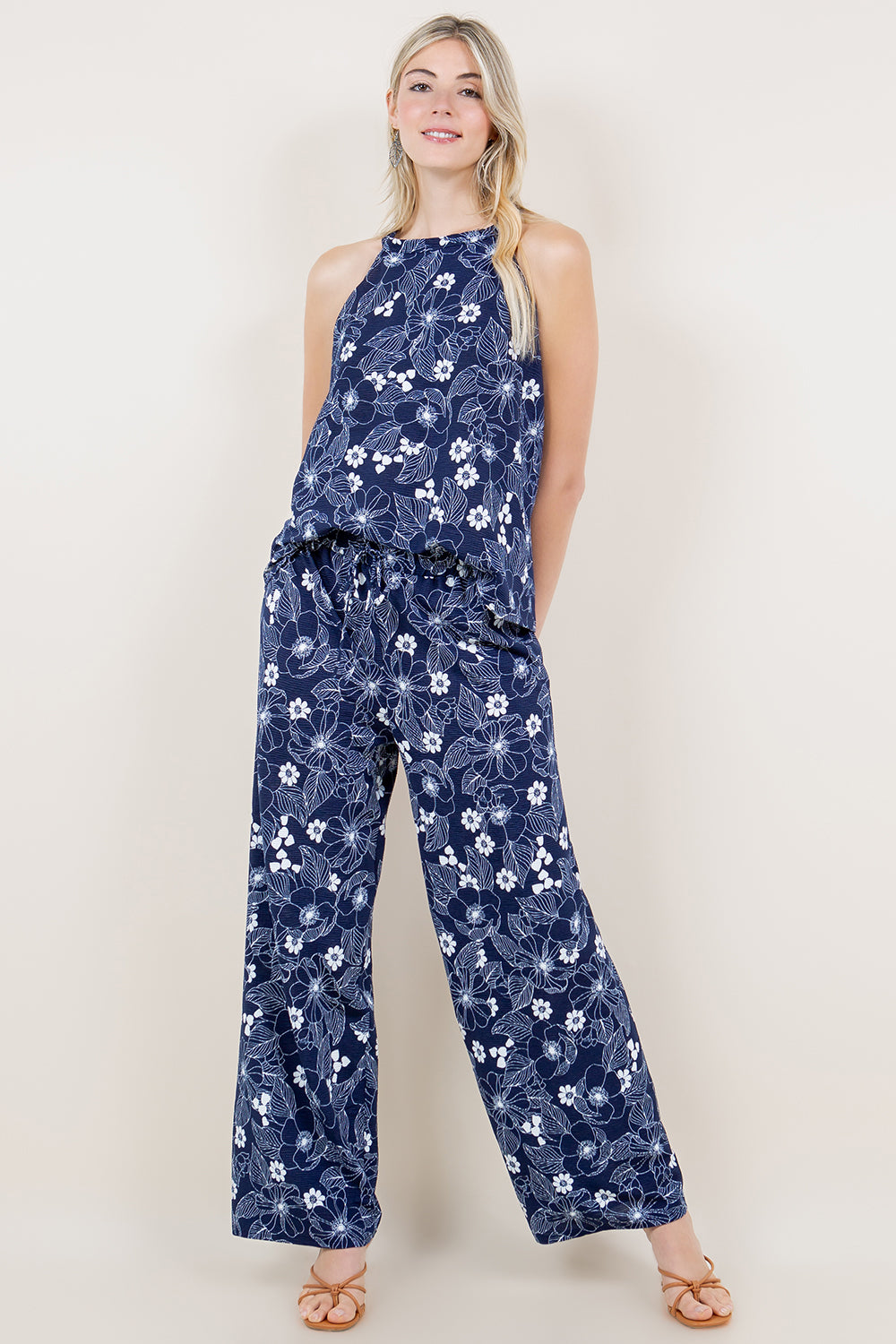 TWO TIERED RUFFLE CAMI TOP & ELASTIC WB PALAZZO - T11575-92311+P423-92311
