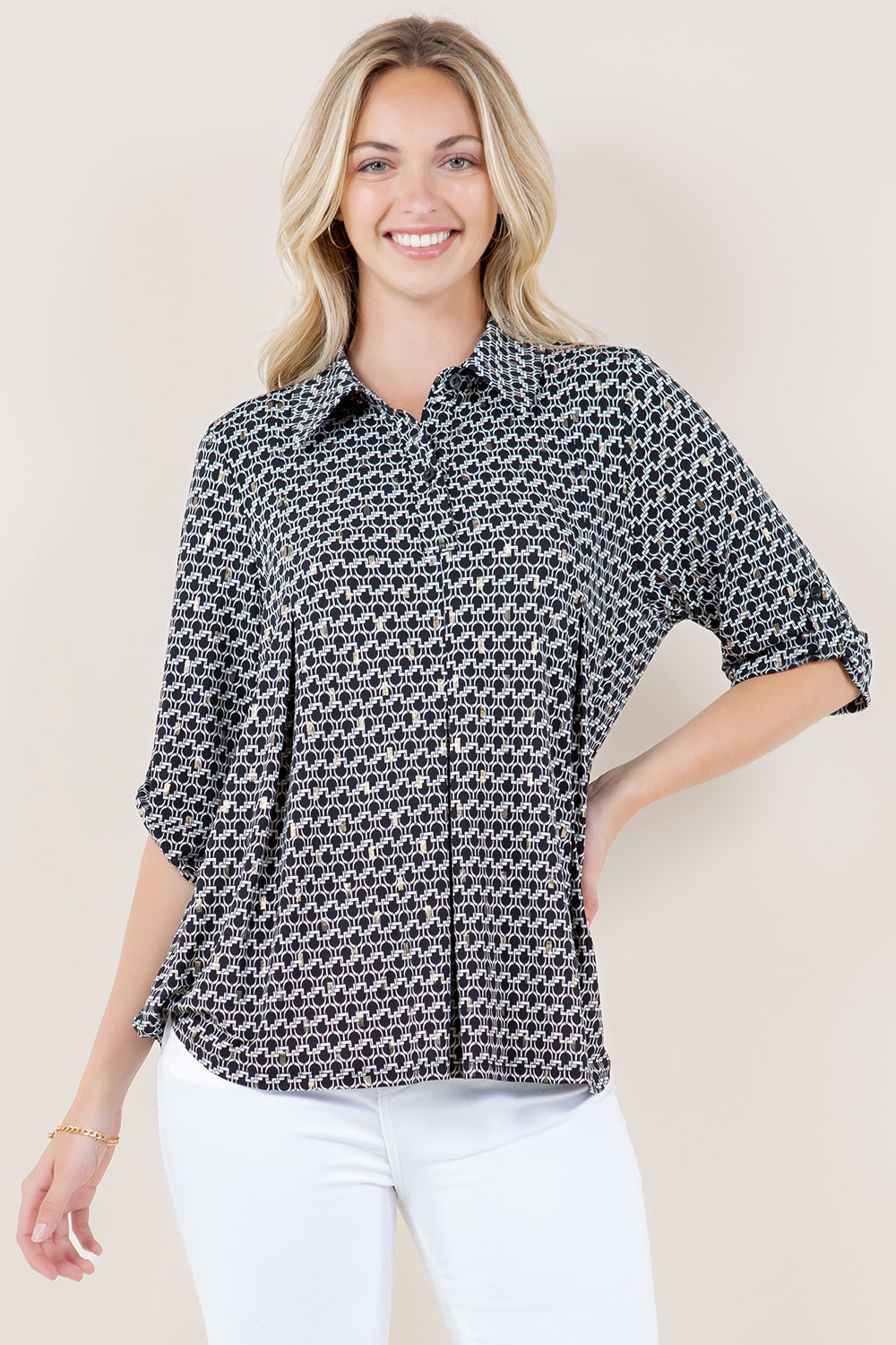 ELB SLV PLEATED POLO SHIRT - T11599