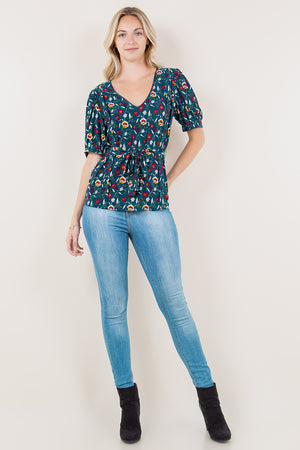 SS PUFF SLEEVE BOX PLEAT TOP - T11600-A2683-2