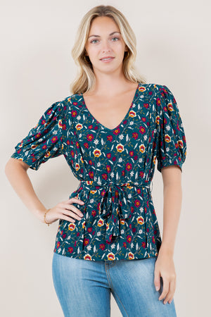 SS PUFF SLEEVE BOX PLEAT TOP - T11600-A2683-2