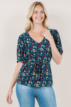 SS PUFF SLEEVE BOX PLEAT TOP - T11600-A2683-2