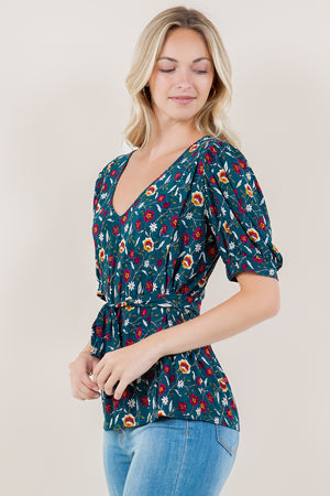 SS PUFF SLEEVE BOX PLEAT TOP - T11600-A2683-2