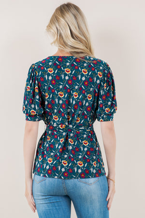 SS PUFF SLEEVE BOX PLEAT TOP - T11600-A2683-2