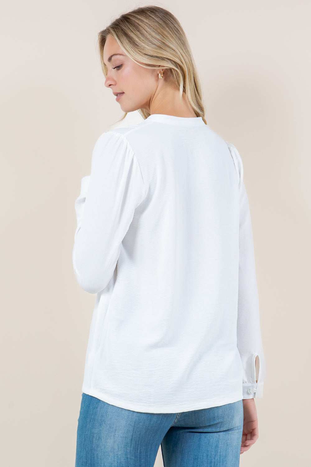 LS BOX PLEATSTAND COLLAR TOP - T11601-WHITE